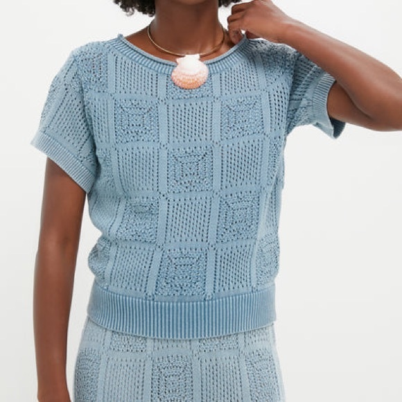 NWT Tuckernuck Indigo Pointelle Porter Top Size Medium - Picture 6 of 11